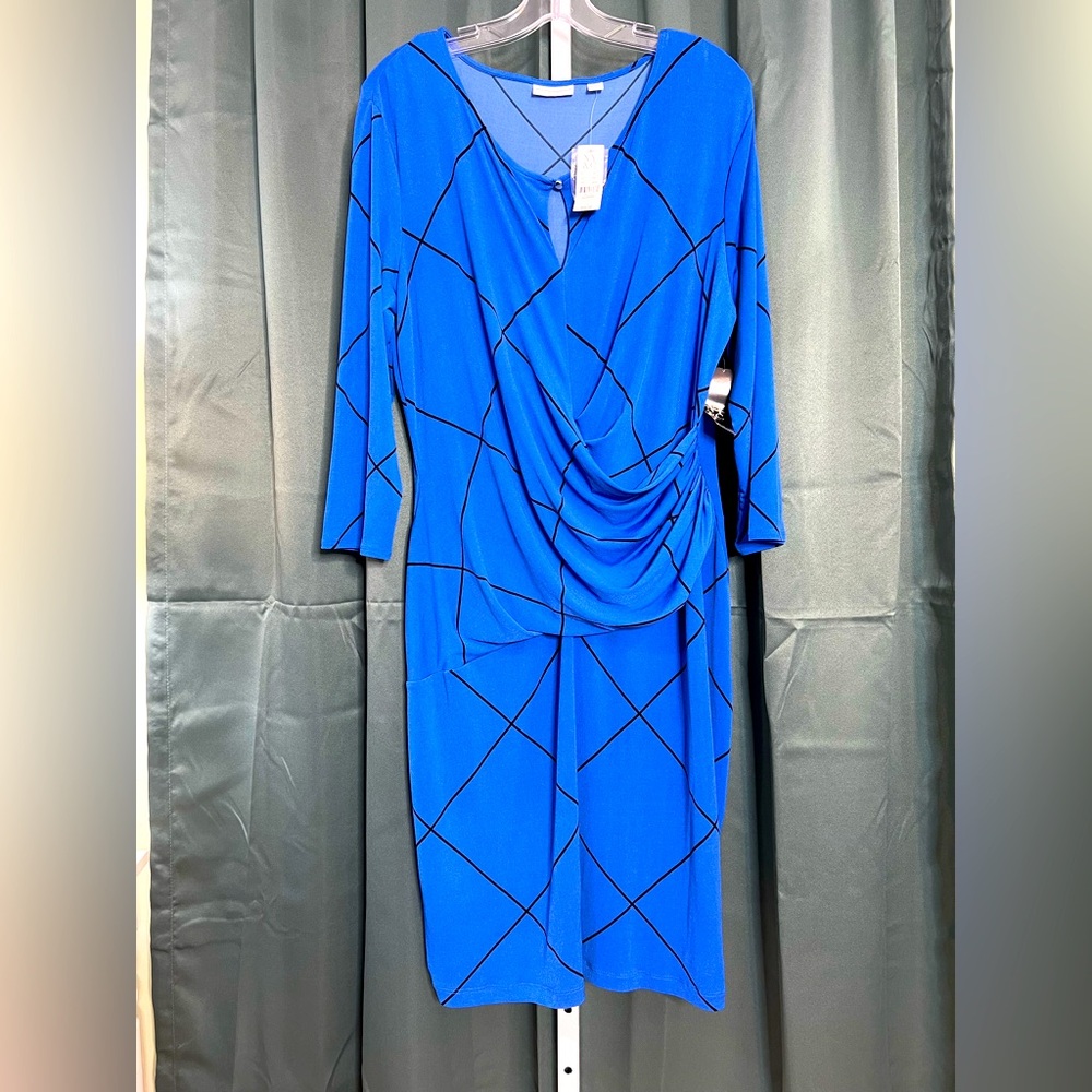 New York Company Blue Geometric Long Sleeve Dress